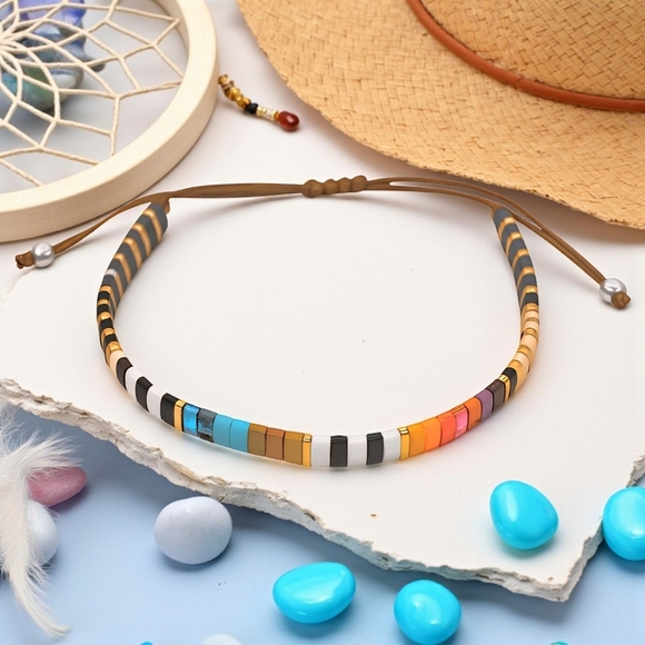 Handmade Tila Bead Bracelet | Boho Chic Adjustable Stacking Trendy Jewelry✨ - Picture 6 of 13